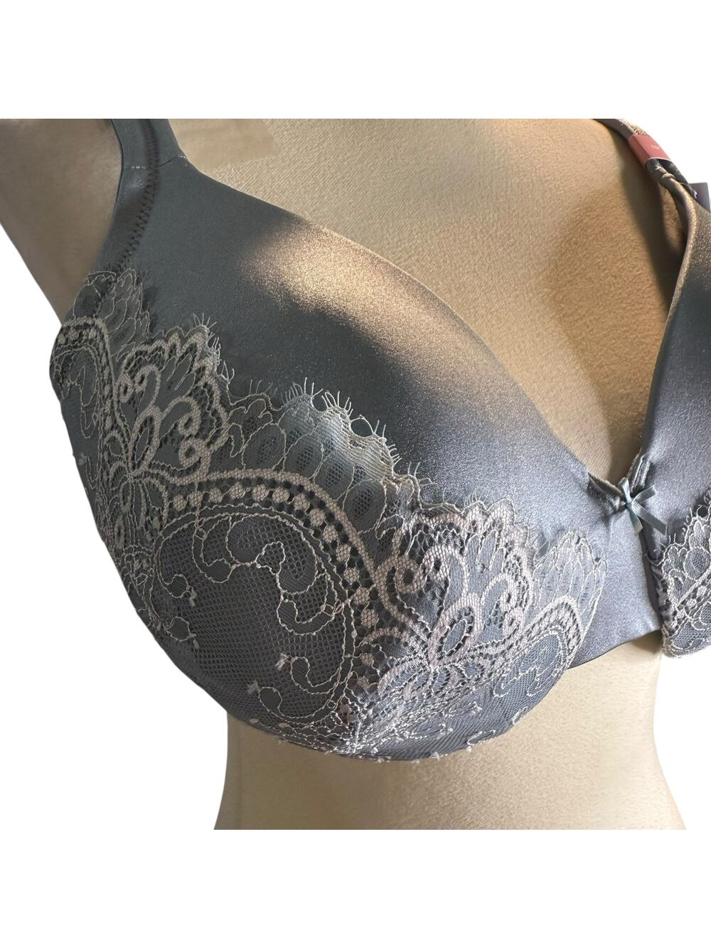 Cacique Underwire Lightly Lined Full Coverage Bra, Silver Blue Lace, 38F, NWT